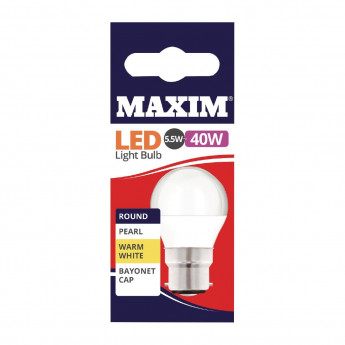 Maxim LED Round BC Warm White Light Bulb 6/40w - Click to Enlarge