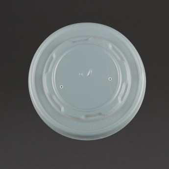 Vegware Compostable Hot Food Pot Flat Lids 350ml / 12oz and 455ml / 16oz (Pack of 500) - Click to Enlarge