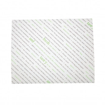Greaseproof Paper Sheets Fresh and Tasty Print 255 x 203mm (Pack of 500) - Click to Enlarge