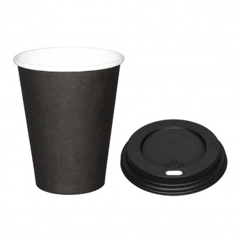 Special Offer Fiesta Recyclable Black 225ml Hot Cups and Black Lids (Pack of 1000) - Click to Enlarge