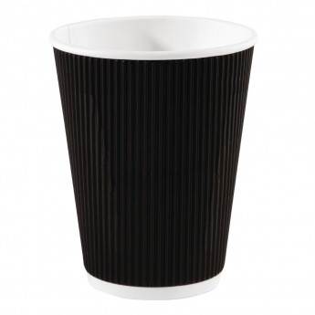 Fiesta Recyclable Coffee Cups Ripple Wall Black 340ml / 12oz - Click to Enlarge
