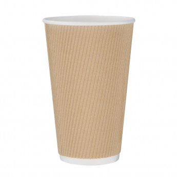 Fiesta Recyclable Ripple Wall Takeaway Coffee Cups Kraft 455ml / 16oz - Click to Enlarge