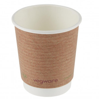 Vegware Compostable Coffee Cups Double Wall 230ml / 8oz (Pack of 500) - Click to Enlarge