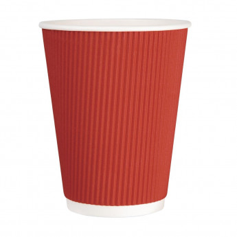 Fiesta Recyclable Coffee Cups Ripple Wall Red 340ml / 12oz - Click to Enlarge