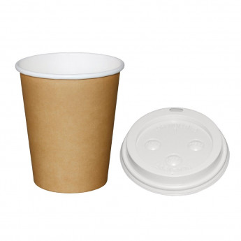 Special Offer Fiesta Recyclable Brown 225ml Hot Cups and White Lids (Pack of 1000) - Click to Enlarge