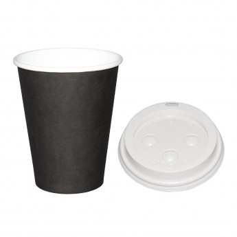 Special Offer Fiesta Recyclable Black 225ml Hot Cups and White Lids (Pack of 1000) - Click to Enlarge