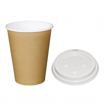 Special Offer Fiesta Recyclable Brown 340ml Hot Cups and White Lids (Pack of 1000) - Click to Enlarge