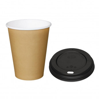 Special Offer Fiesta Recyclable Brown 340ml Hot Cups and Black Lids (Pack of 1000) - Click to Enlarge
