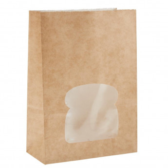 Colpac Recyclable Paper Sandwich Bags With Window Kraft (Pack of 250) - Click to Enlarge