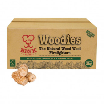 Big K Woodies Natural Wood Wool Firelighters FSC 2Kg - Click to Enlarge