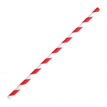 Fiesta Compostable Bendy Paper Straws Red Stripes (Pack of 250) - Click to Enlarge