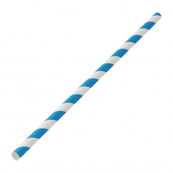 Utopia Biodegradable Paper Straws Blue Stripes (Pack of 250) - Click to Enlarge