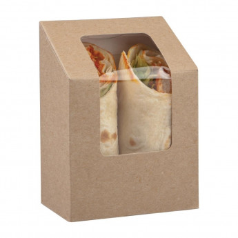 Colpac Compostable Kraft Tuck-Top Tortilla Wrap Packs With PLA Window (Pack of 500) - Click to Enlarge