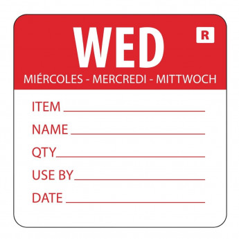 Vogue Removable Day of the Week Label Wednesday (Pack of 500) - Click to Enlarge