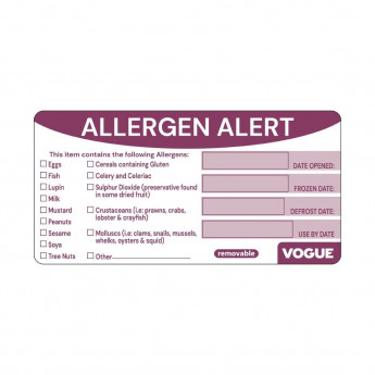 Vogue Removable Allergen Alert Food Labels (Pack of 250) - Click to Enlarge