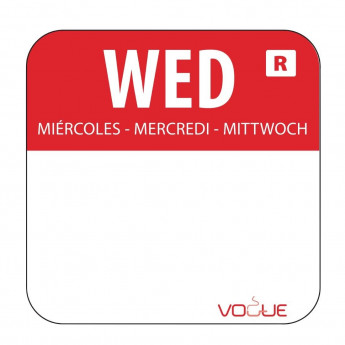 Vogue Removable Colour Coded Food Labels Wednesday (Pack of 1000) - Click to Enlarge