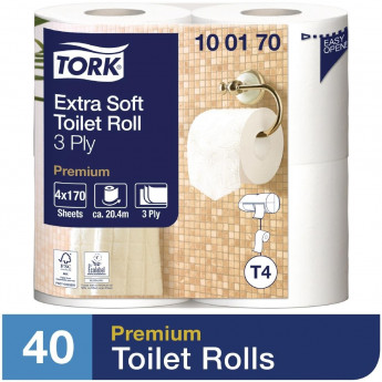 Tork Extra Soft Premium Toilet Paper 3-Ply 20.4m (Pack of 40) - Click to Enlarge