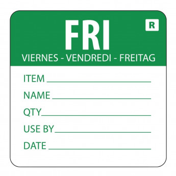 Vogue Removable Day of the Week Label Friday (Pack of 500) - Click to Enlarge