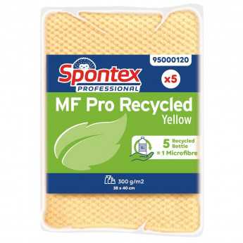 Spontex MF Pro Recycled Microfibre Cloth Yellow (pk5) - Click to Enlarge