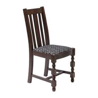 Manhattan Dark Wood High Back Dining Chair with Black Diamond Padded Seat (Pack of 2) - Click to Enlarge