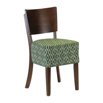 Asti Padded Dark Walnut Dining Chair with Green Diamond Deep Padded Seat and Back (Pack of 2) - Click to Enlarge