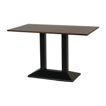 Turin Metal Base Pedestal Rectangle Table with Dark Wood Top 1200x700mm - Click to Enlarge