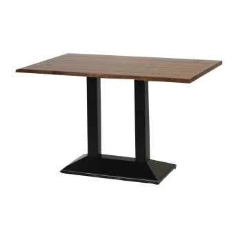 Turin Metal Base Pedestal Rectangle Table with Vintage Top 1200x760mm - Click to Enlarge