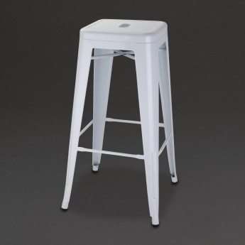 Bolero Bistro Galvanised Steel High Stools White (Pack of 4) - Click to Enlarge