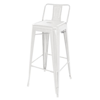 Bolero Bistro Steel High Stool With Backrest White (Pack of 4) - Click to Enlarge