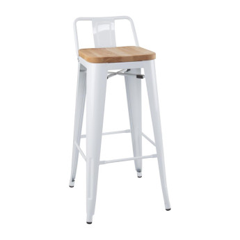 Bolero Bistro Backrest High Stools with Wooden Seat Pad White (Pack of 4) - Click to Enlarge