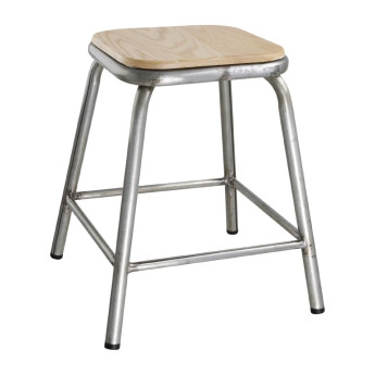 Bolero Galvanised Steel Low Stools with Wooden Seatpad (Pack of 4) - Click to Enlarge