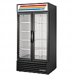 True 2 Glass Door 991L Upright Display Fridge Black GDM-35-HC-TSL01