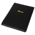 Olympia Faux Leather Menu Cover Black