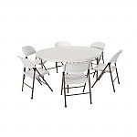 Special Offer Bolero 5ft Round Folding Table with Six Folding Chairs