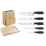 Vogue Prep Like A Pro 5-Piece Knife Set With Knife Block and Chopping Board