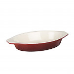 Vogue Red Oval Cast Iron Gratin Dish 650ml