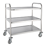 Vogue Stainless Steel 3 Tier Clearing Trolley Large