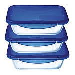 Pyrex Batch Cooking Cook & Freeze Food Storage Glass Containers Set Of 4 1.5 Ltr