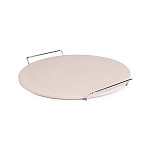 Round Pizza Stone with Metal Serving Rack 15in