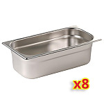 Vogue Stainless Steel Gastronorm Pan Set 2x 1/6 and 2/3 with Lids