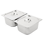 Vogue Stainless Steel Gastronorm Pan Set 1/2 and 2x 1/4 with Lids