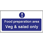 Vogue Food Preparation Area Veg And Salad Only Sign