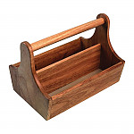 Acacia Wood Condiment Basket with Handle