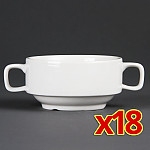 Bulk Buy Olympia Handled Soup Bowls 400ml (Pack of 18)