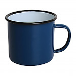 Olympia Enamel Mugs Blue 350ml (Pack of 6)