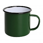 Olympia Enamel Mugs Green 350ml (Pack of 6)