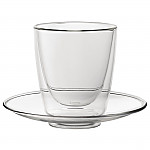 Utopia Double Walled Cappuccino Glass and Saucer 220ml (Pack of 6)