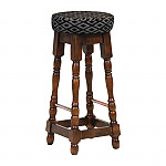 Classic Rubber Wood High Bar Stool with Black Diamond Seat (Pack of 2)