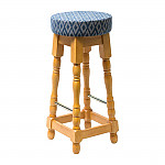 Classic Soft Oak High Bar Stool with Blue Diamond Seat (Pack of 2)