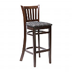 Manhattan Dark Walnut Bar Chair with Black Diamond Padded Seat